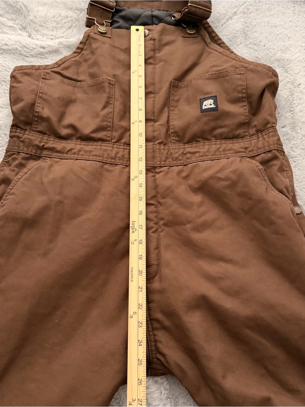 Berne Deluxe Insulated Duck Bib Overalls in Bark Brown - Men's Size Large Short - Picture 15 of 16